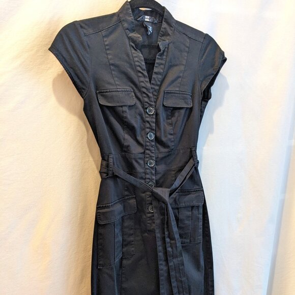 H&M Women's Black Cap-Sleeved Utility Dress - Size 2 - Picture 1 of 6